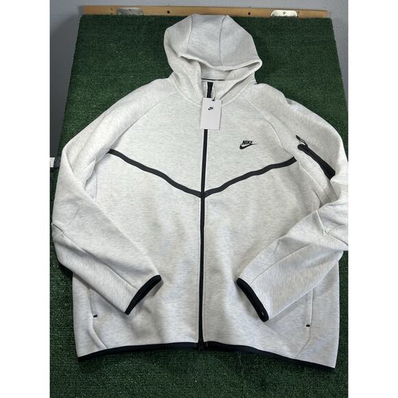 Nike Tech Sports Fleece Zip Up Hoodie Grey Men's Size 2XL - Picture 1 of 13